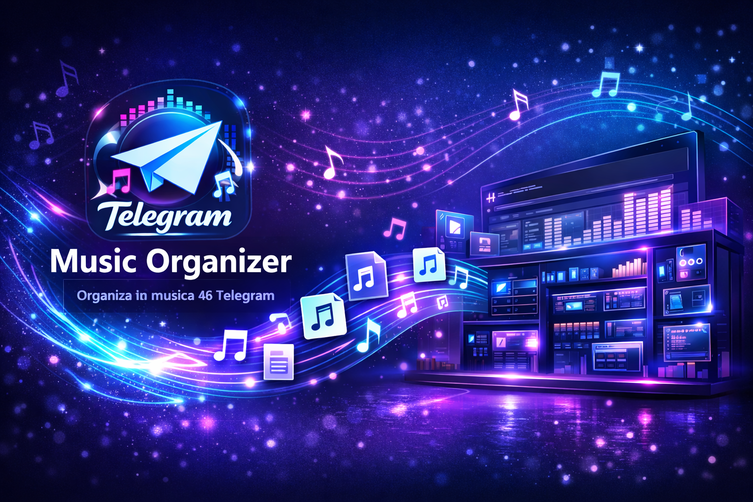 Ilustración conceptual Telegram Music Organizer